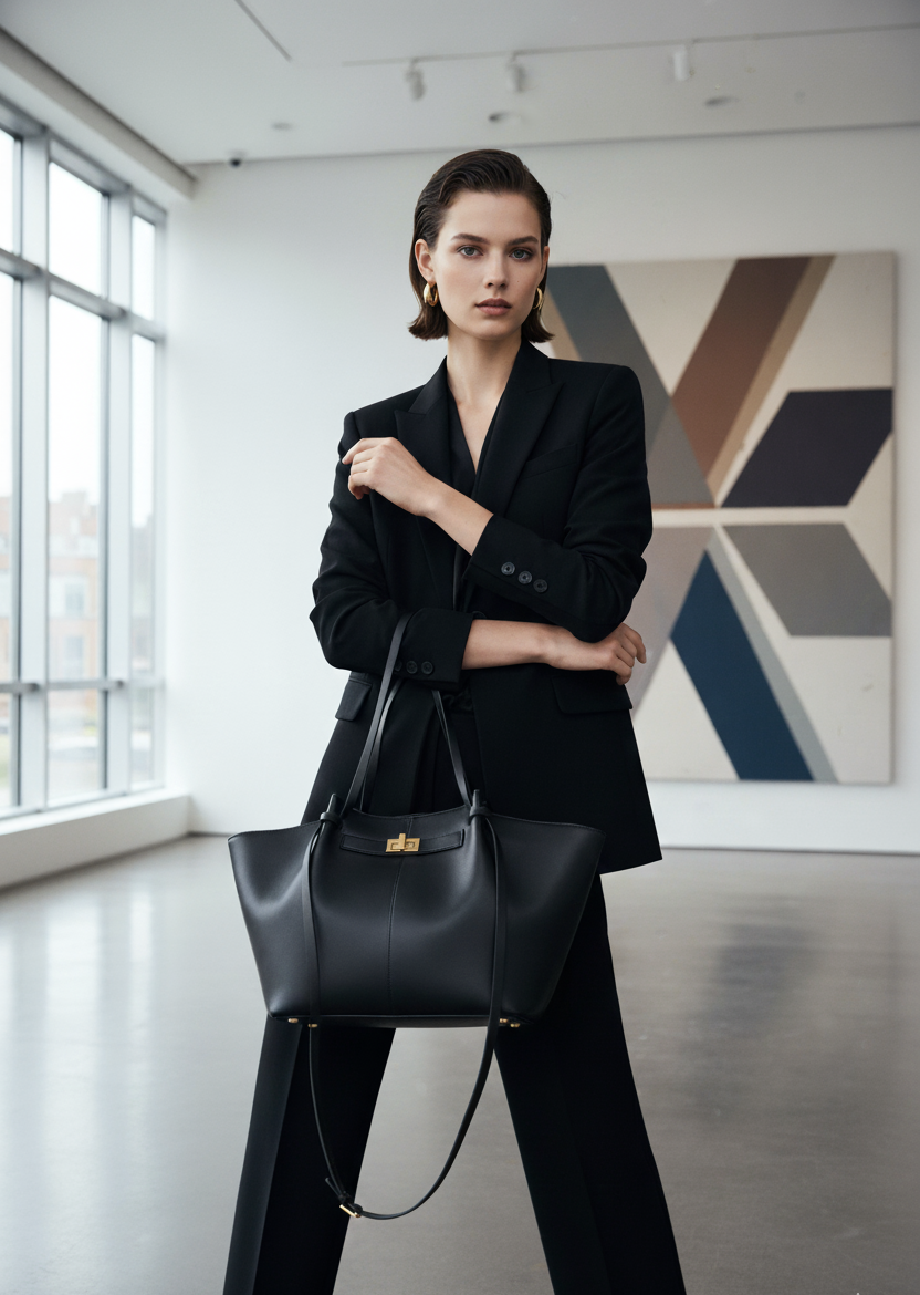 work tote for women, Women’s luxury tote bag Solenne in black with gold hardware, business tote bag women, a chic oversized work bag women love for business tote bag styling, fall business capsule outfit bag, office bag women.