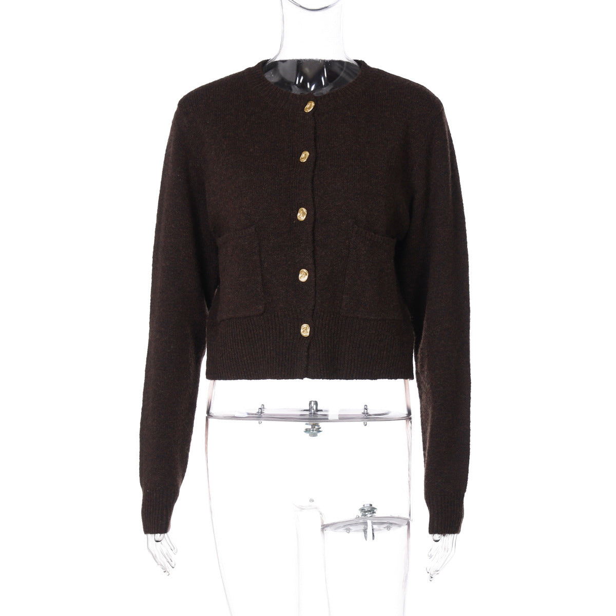Adeline Round Neck Button Front Knit Cardigan
