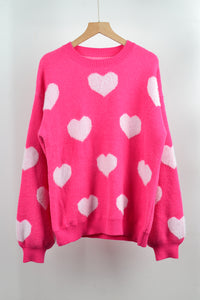Womens Crew Neck Sweater, Sweater Top, Holiday Sweater,  Heart print Sweater, womens wool jumper, Women Pullover Sweater, Womens Ugly Christmas Sweater, Christmas jumper, Cute xmas outfits, Christmas sweatshirt.