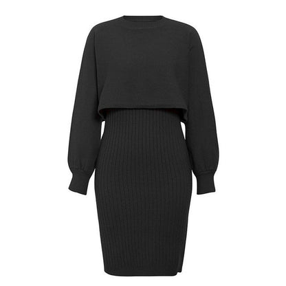 Knitted Sweater Dress, Two Piece Sweater Dress Set, Crop Pullover, Co-ord for women, Two-Piece Outfit Set, black sweater dress, Two piece Sweater Dress, Knitted Co-ord Set. crop pullover sweater dress,  bodycon sweater dress.