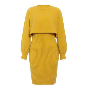 Knitted Sweater Dress, Two Piece Sweater Dress Set, Crop Pullover, Co-ord for women, Two-Piece Outfit Set, yellow sweater dress, Two piece Sweater Dress, Knitted Co-ord Set. crop pullover sweater dress,  bodycon sweater dress.