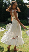 Load image into Gallery viewer, Spring Summer Women Clothing Long  Lace Stitching Big Swing Dress