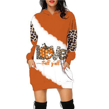 Load image into Gallery viewer, Haunted Mess Hoodie Halloween Sweatshirt Dress | Spooky Halloween outfit | Midi Sweater Dress