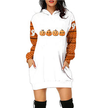 Load image into Gallery viewer, Haunted Mess Hoodie Halloween Sweatshirt Dress | Spooky Halloween outfit | Midi Sweater Dress
