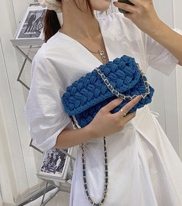 Going Out Woven Sling Purse | Woven Bag | Sling Bag | Clutch Purse Blue