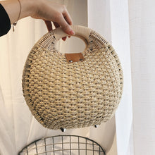 Load image into Gallery viewer, Rattan Bags, Wicker purse, shell bag, straw beach bag, beach bags, wicker bag, beach straw bag, crochet bags, rattan bag, beige rattan bag, beige beach bag,  clutch handbags, quirky bags, fun bags, unique bags.