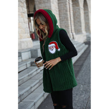 Load image into Gallery viewer, Christmas Ugly Hooded Sweater, Santa Sweater Jacket, Womens Long Jumpers, Christmas jumper, Womens christmas sweater with santa, Sleeveless hooded sweater.
