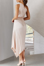 Load image into Gallery viewer, One shoulder Satin pleats dress, Asymmetrical Maxi dress, Pleated satin Dress, high low hem maxi dress, Christmas party wear, sparkly nye outfit, pleated ruffle maxi dress, Black satin pleated dress, Satin maxi dress, pleated ruffle maxi dress, satin slip dress, satin slip dress for wedding, onw shoulder satin slip dress, pleats dress, one shoulder satin dress for prom, asymmetrical dress for cocktail party, apricot cream satin pleats dress, satin dress under $100.