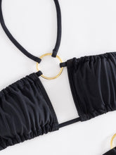 Load image into Gallery viewer, micro bikini, halterneck bikini, black bikini top.