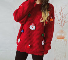 Load image into Gallery viewer, Christmas Crew neck Sweater, Womens Ugly Christmas Sweater, Red Womens jumper, Christmas sweatshirt, Cute xmas outfits, Holiday sweater, cute casual christmas outfits, Womens crew neck sweater with santa.