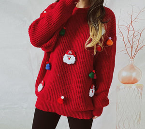 Christmas Crew neck Sweater, Womens Ugly Christmas Sweater, Red Womens jumper, Christmas sweatshirt, Cute xmas outfits, Holiday sweater, cute casual christmas outfits, Womens crew neck sweater with santa.