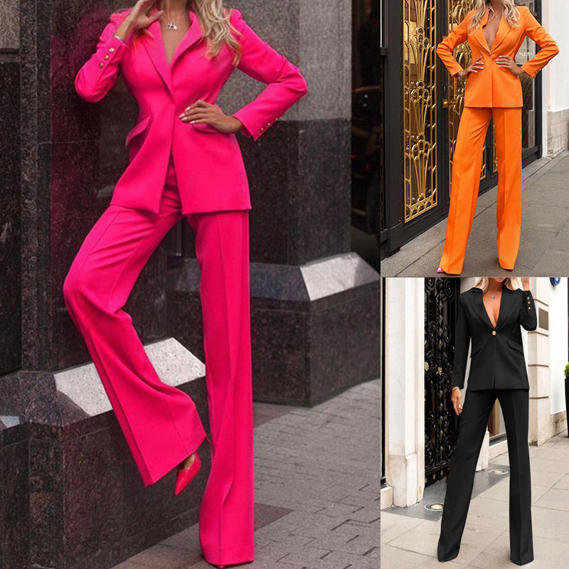 Pink/orange/black Pantsuit, Designer Woman Formal Suit Set, Office
