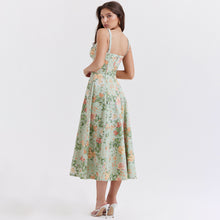 Load image into Gallery viewer, Summer Women Clothing Floral Slip Dress Sexy Backless Slit Mid Length Vacation Dress for Women