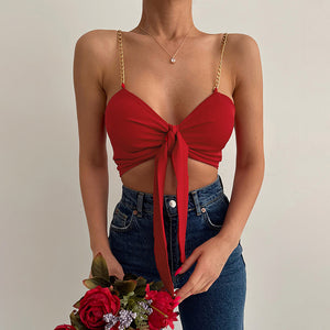 red Bralette, red bra top, red tube top, knot front crop top, red crop top, red bralette top