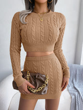 Load image into Gallery viewer, Two Piece Sweater Dress, Knitted Co-ord Set, Knotted co ord, Two piece sweater skirt set, Two-Piece Outfit Set, Slinky Co-ord, Two piece Sweater Dress, Knitted Co-ord Set, Co-ord for women,  Crop Top and Mini Skirt co-ord, Knitted Co-ord Set, bodycon sweater dress,