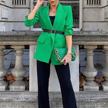 Load image into Gallery viewer, women blazer, women blazer jacket, women&#39;s down coats and jackets, Women formal wear, Modern Blazer, formal wear for women, green blazer for women