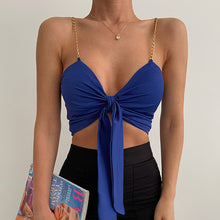 Load image into Gallery viewer, Blue Bralette, blue bra top, blue tube top, knot front crop top, blue crop top, blue bralette top