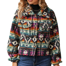 Load image into Gallery viewer, Women&#39;s Shacket,Womens Short Coat,womens plus size jacket, Blazer Jacket, women&#39;s sweater coat, Shacket Jacket,  Modern Blazer, womens Aztec Print Jacket, Womens Sweater jacket, womens winter sweater jacket. 