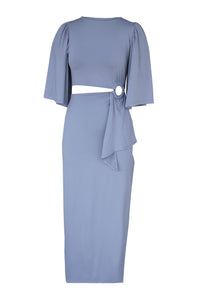 Summer Sexy Cutout Split Cocktail Slimming Short Sleeve Dress Irregular Asymmetric Pleating Dress