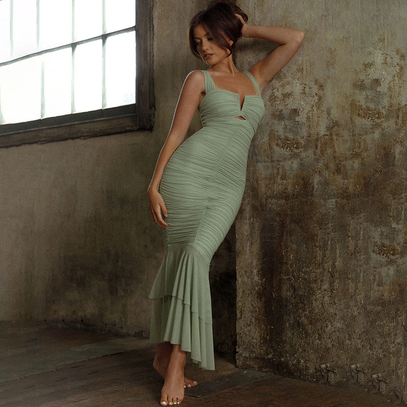 emerald green bandage frill hem bodycon dress Sizzling Tonight Ruffle Ruched | Bodycon Maxi Dress | Ruched Cocktail Mermaid Dress and its fully boned Wedding Dress Fabric 101: Color:Magenta Yellow Gypsy Women's Flats