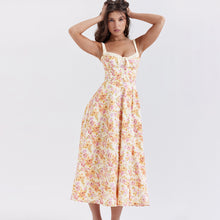 Load image into Gallery viewer, Summer Women Clothing Floral Slip Dress Sexy Backless Slit Mid Length Vacation Dress for Women
