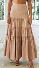 Load image into Gallery viewer, womens two piece set, Two Piece skirt set, Ruffle Crop top, Ruched crop top, suspender top, Two piece Maxi Dress, Coord Sets, Maxi Skirt outfit set, skirt coord set, 2 piece sets, Coord set dress, ladies cords, holiday two piece sets, brown co-ord set, skirt co ords sets, two piece lounge sets, summer co ord outfits, two piece co ord set skirt, tiered skirt and crop top set.