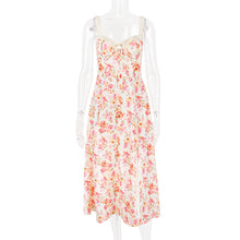 Load image into Gallery viewer, Summer Women Clothing Floral Slip Dress Sexy Backless Slit Mid Length Vacation Dress for Women