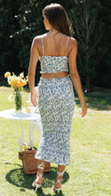 Load image into Gallery viewer, Two Piece Maxi Dress, Riffle Maxi Dress, Ruffle Maxi Skirt, long skirts for women, Two Piece Maxi Dress. floral print maxi dress, two piece maxi skirt set, Co-ord for women, Two-Piece Outfit Set, Slinky Co-ord, Two-piece skirt set, two piece outfits, ladies co-ords, formal dresses and gowns, two piece dress online, top and maxi skirt co ord, summer co ord outfits, maxi dresses formal, floral wrap maxi dress