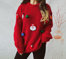 Load image into Gallery viewer, Christmas Crew neck Sweater, Womens Ugly Christmas Sweater, Holiday season sweater for women, Red Christmas jumper, Cute xmas outfits, Christmas sweatshirt, work christmas party dress, cute casual christmas outfits, Holiday season sweater, Womens crew neck sweater with santa