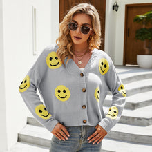 Load image into Gallery viewer, grey knit cardigan, grey v neck jumper, grey sweater top, grey sweater for women, grey knitted jumper, chunky knit grey cardigan, Smiley Sweater,Scoop Neck Sweater Top,Sweater shirts for ladies,womens wool jumper, wool jumper womens, best fall sweaters, women&#39;s winter coats and jackets, Smiley Sweater,Scoop Neck Sweater Top,Sweater shirts for ladies,womens wool jumper, wool jumper womens, best fall sweaters, women&#39;s winter coats and jackets.