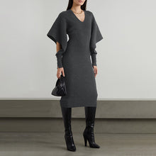 Load image into Gallery viewer, Sweater Dress, knit bodycon sweater dress, Bodycon Dress, Long sweater dress, Bodycon Sweater Dress, midi sweater dress, midi knit dress, long knit dress, Jumper Dress, ribbed knit dress, Knit Sweater Dress, womens jumper, fall outfits, long sleeves sweater dress, black long sweater dress.