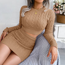 Load image into Gallery viewer, Two Piece Sweater Dress, Knitted Co-ord Set, Knotted co ord, Two piece sweater skirt set, Two-Piece Outfit Set, Slinky Co-ord, Two piece Sweater Dress, Knitted Co-ord Set, Co-ord for women,  Crop Top and Mini Skirt co-ord, Knitted Co-ord Set, bodycon sweater dress,