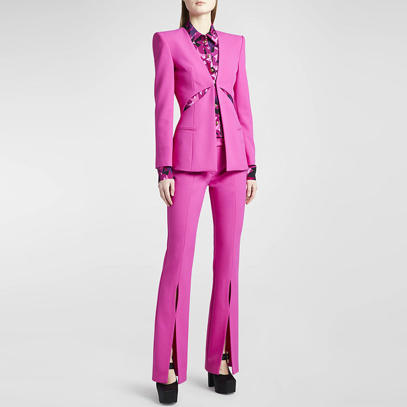 Classy Suave Womens Fancy Pantsuit | Cutout Modern Blazer | Dressy Pantsuit