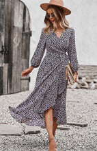 Load image into Gallery viewer, Floral Wrap Maxi Dress, Long Maxi dress, Maxi formal Dresses &amp; Gowns, ruffled maxi dress, cute winter brunch outfits, tiered ruffle dress, ruffle maxi dress, long maxi dress, lace long sleeve maxi dress formal, fall flowy maxi dress, venus lace up ruffle maxi dress, blush tulle maxi dress, floral long beach dress, tie waist smock dress, holiday smock dress, boho split maxi dress, vestidos, boho holiday dress, elegant bohemian floral maxi dress, one piece long maxi dress, maxi long dress for women sexy.