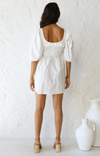 Load image into Gallery viewer, casual Friday outfits, white short frock, lantern sleeves dress, solid color dress, cute short dress, frill frock, cute dressy, cute outfits to wear roller skating, 80&#39;s casual wear, cute converse outfits, short homecoming dresses cheap, beautiful frock style