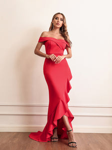 cute valentines day outfit ideas, Off Shoulder Gown dress, Ruffle Maxi Dress, Women's cocktail & party dresses, Prom & Dance dresses, Layered ruffle dress, Maxi formal dresses and gowns, Ruffle Mermaid Dress, cute new years eve outfits, cute valentines day outfit ideas, bridesmaid dress, ball gowns, red evening party gown, red valentines day dress, red prom dress.