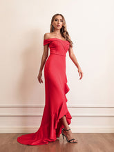 Load image into Gallery viewer, cute valentines day outfit ideas, Off Shoulder Gown dress, Ruffle Maxi Dress, Women&#39;s cocktail &amp; party dresses, Prom &amp; Dance dresses, Layered ruffle dress, Maxi formal dresses and gowns, Ruffle Mermaid Dress, cute new years eve outfits, cute valentines day outfit ideas, bridesmaid dress, ball gowns, red evening party gown, red valentines day dress, red prom dress.