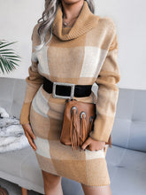 Load image into Gallery viewer, Party Whispers Turtleneck Plaid Sweater Dress | Cute new years outfits | Short Sweater Dress