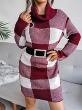 Load image into Gallery viewer, Party Whispers Turtleneck Plaid Sweater Dress | Cute new years outfits | Short Sweater Dress