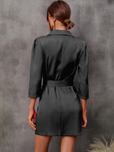 Load image into Gallery viewer, womens power suit, double breasted dress, black suit coat, black blazer dress, women&#39;s jacket, women&#39;s jacket dress, long coat dress, women&#39;s suit coat, Plus size Coats &amp; Jackets, Trendy Plus size coats, Womens Outdoor coat, Cute Brunch outfits winter, black dress with belt, formal party dresses for women, womens formal party wear, coat dress womens.