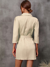 Load image into Gallery viewer, womens power suit, double breasted dress, black suit coat, black blazer dress, women&#39;s jacket, women&#39;s jacket dress, long coat dress, women&#39;s suit coat, Plus size Coats &amp; Jackets, Trendy Plus size coats, Womens Outdoor coat, Cute Brunch outfits winter, beige dress with belt, formal party dresses for women, womens formal party wear, coat dress womens.
