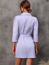 Load image into Gallery viewer, womens power suit, double breasted dress, black suit coat, black blazer dress, women&#39;s jacket, women&#39;s jacket dress, long coat dress, women&#39;s suit coat, Plus size Coats &amp; Jackets, Trendy Plus size coats, Womens Outdoor coat, Cute Brunch outfits winter, purple dress with belt, formal party dresses for women, womens formal party wear, coat dress womens.