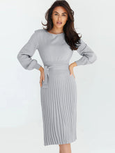 Load image into Gallery viewer, Lululemon sweater dress, Polo Sweater Dress, Pleated Sweater Dress, Two Piece Skirt Set, Blazer Dress, Pleated Jumper Dress, Sweater Dress, Knitted jumper dress, cute holiday party outfits. cute brunch outfits winter, Prom &amp; Homecoming, cute warm fall outfits, knitted Christmas pleated party dress.
