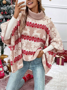 Women's Christmas Turtleneck Pullover, Womens Elk Snowflake Ugly Christmas Sweater, women's Christmas jumper, Batwing Sweater,  Cute xmas outfits, Christmas Pullover women, Cute casual christmas outfits, Holiday sweater, xmas life ugly sweater, Oversized Knit Sweater, women's Christmas sweater with snowflakes, pink jumper, red ugly christmas sweater womens.