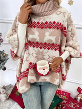 Load image into Gallery viewer, Women&#39;s Christmas Turtleneck Pullover, Womens Elk Snowflake Ugly Christmas Sweater, Holiday sweater, xmas life ugly sweater, Oversized Knit Sweater, women&#39;s Christmas sweater with snowflakes, christmas sweater women near me, ladies knitted jumper, women&#39;s festive sweater.