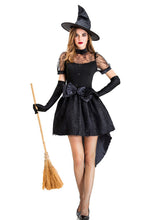 Load image into Gallery viewer, halloween witch dress, halloween outfit, sexy halloween costumes, halloween dress, black halloween dress, cosplay witch halloween outfit,  black party dress, duo halloween costumes, heidi klum halloween costumes, billie elish halloween costumes, pulp fiction costume, duo costumes, blonde halloween costumes, cereal killer costume, sexy halloween costume.