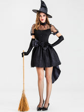 Load image into Gallery viewer, halloween witch dress, halloween outfit, sexy halloween costumes, halloween dress, black halloween dress, cosplay witch halloween outfit,  black party dress, duo halloween costumes, heidi klum halloween costumes, billie elish halloween costumes, pulp fiction costume, duo costumes, blonde halloween costumes, cereal killer costume, sexy halloween costume.
