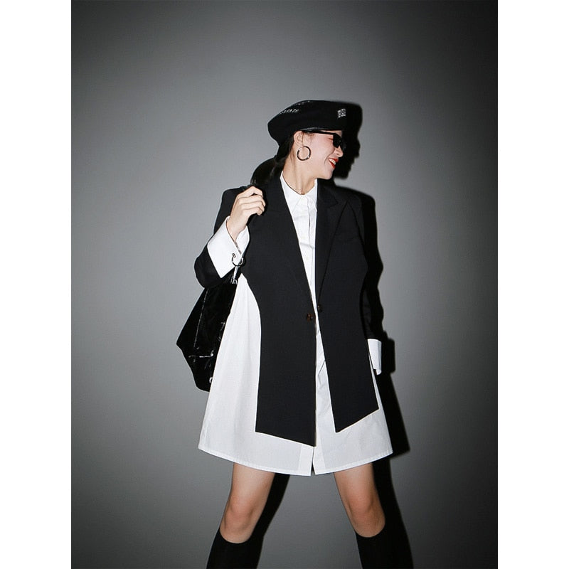 Women Long Jacket, Black Split Jacket