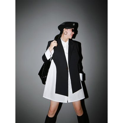 Women Long Jacket, Black Split Jacket