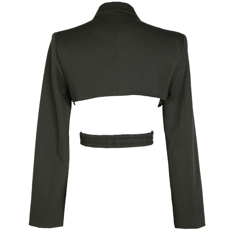 women split black jacket